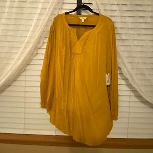 Terra & Sky 2x (20W-22W) Mustard Blouse